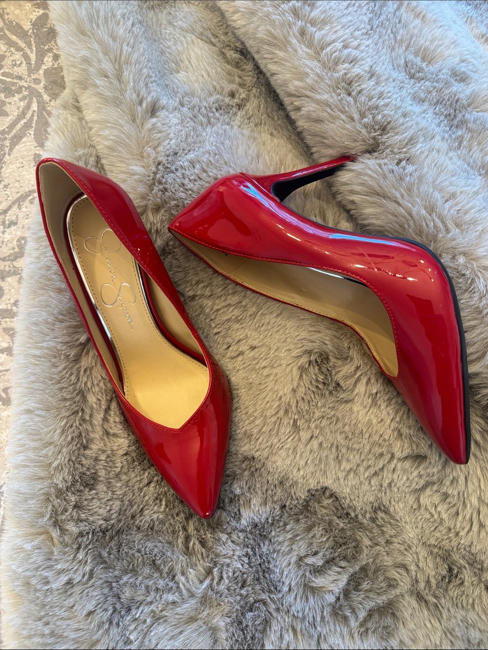 Jessica Simpson Red Patent Pointed Stiletto Pumps